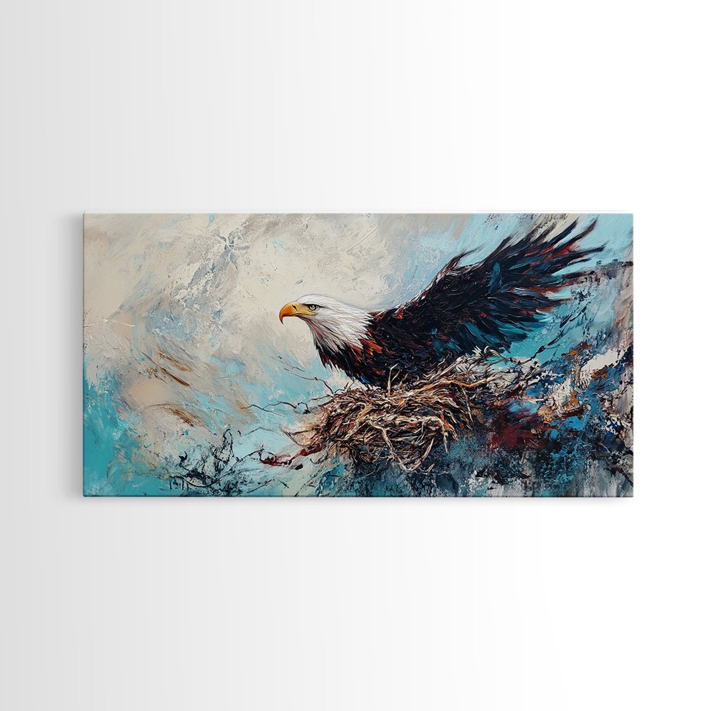 Bald Eagle, Bird Art, Rustic Decor, Wildlife Art, Mountain Painting, Southwest Wall Art, Living Room Art, Framed Canvas Print, Moody Art