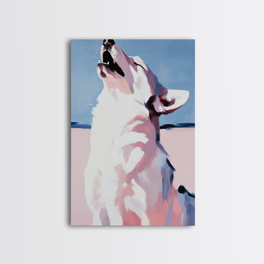 Howling Wolf, moody art, rustic decor, southwest wall art, zen wall art, framed canvas print, wabi sabi art, forest painting