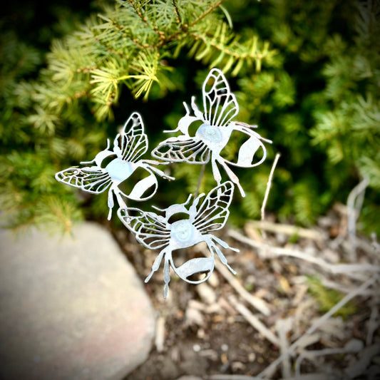 3-Pack Metal Bumblebees Garden Stakes