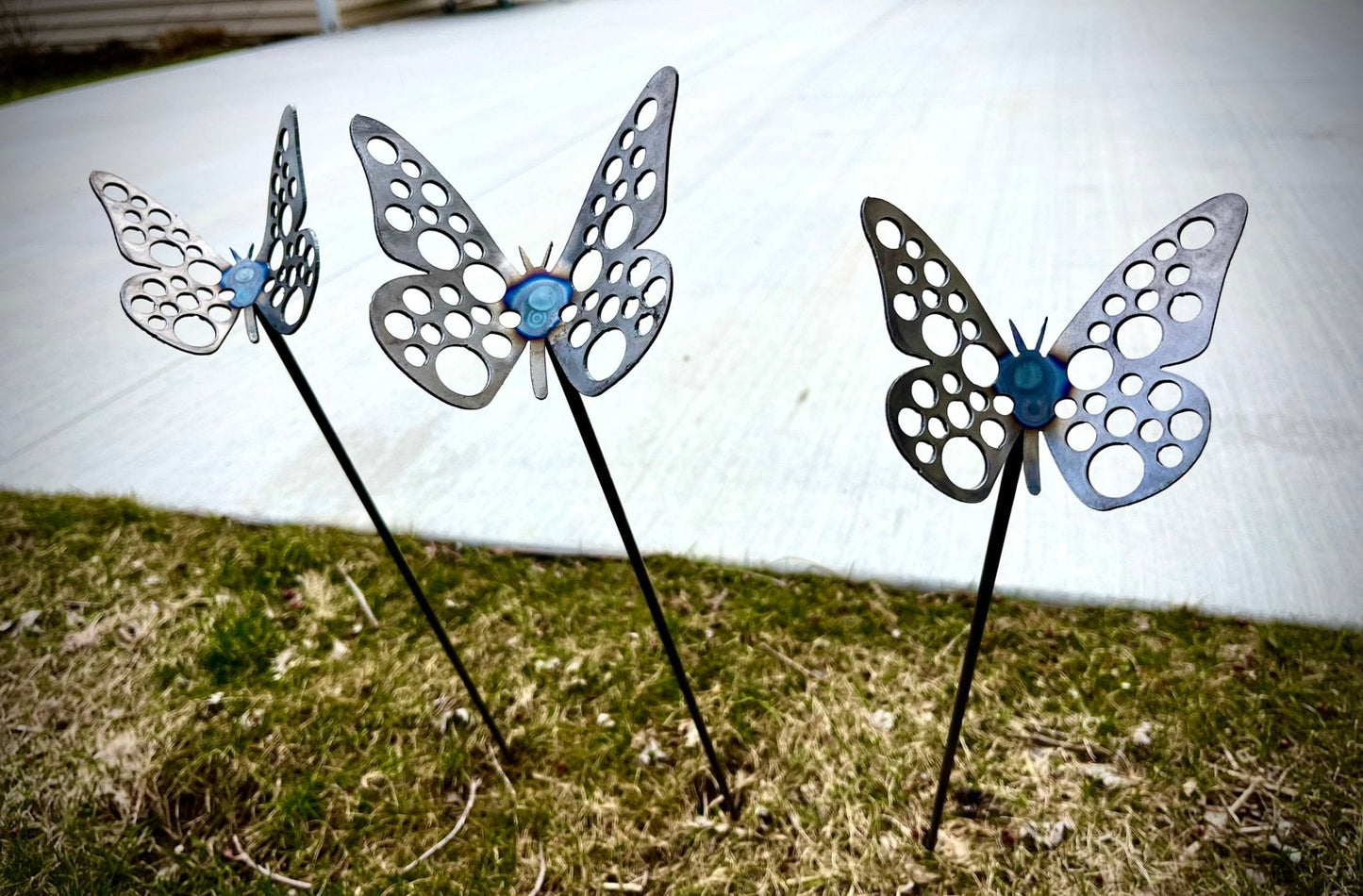3-Pack Metal Butterfly Garden Stakes