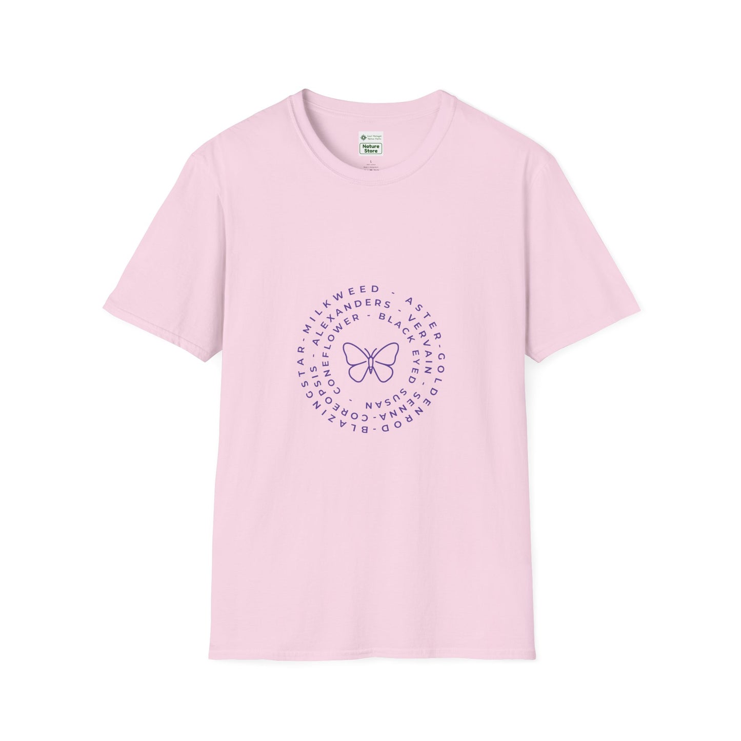 T-Shirt Unisex Softstyle, Native Plants & Butterflies w/EMNP logo