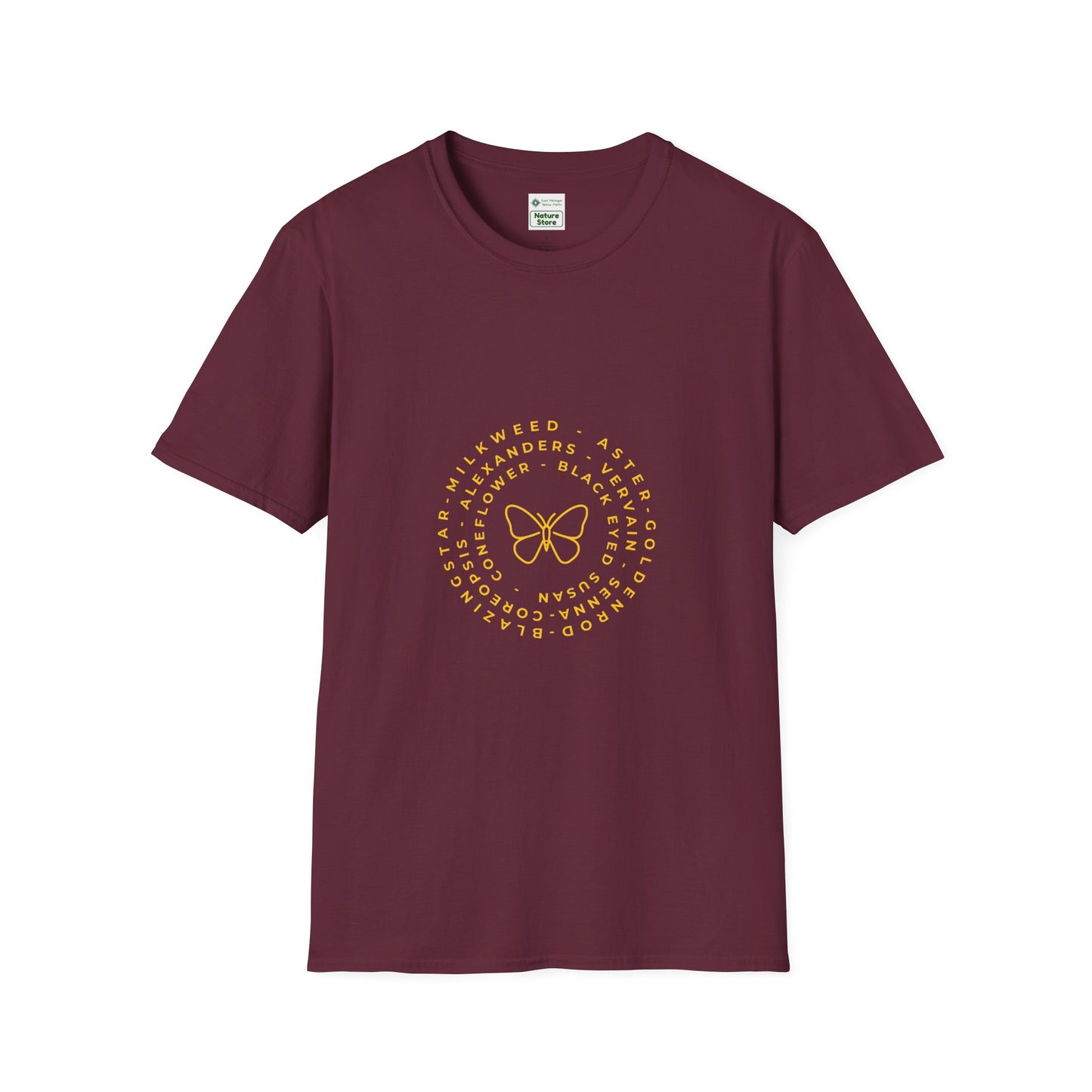 T-Shirt Unisex Softstyle, Native Plants & Butterflies w/EMNP logo