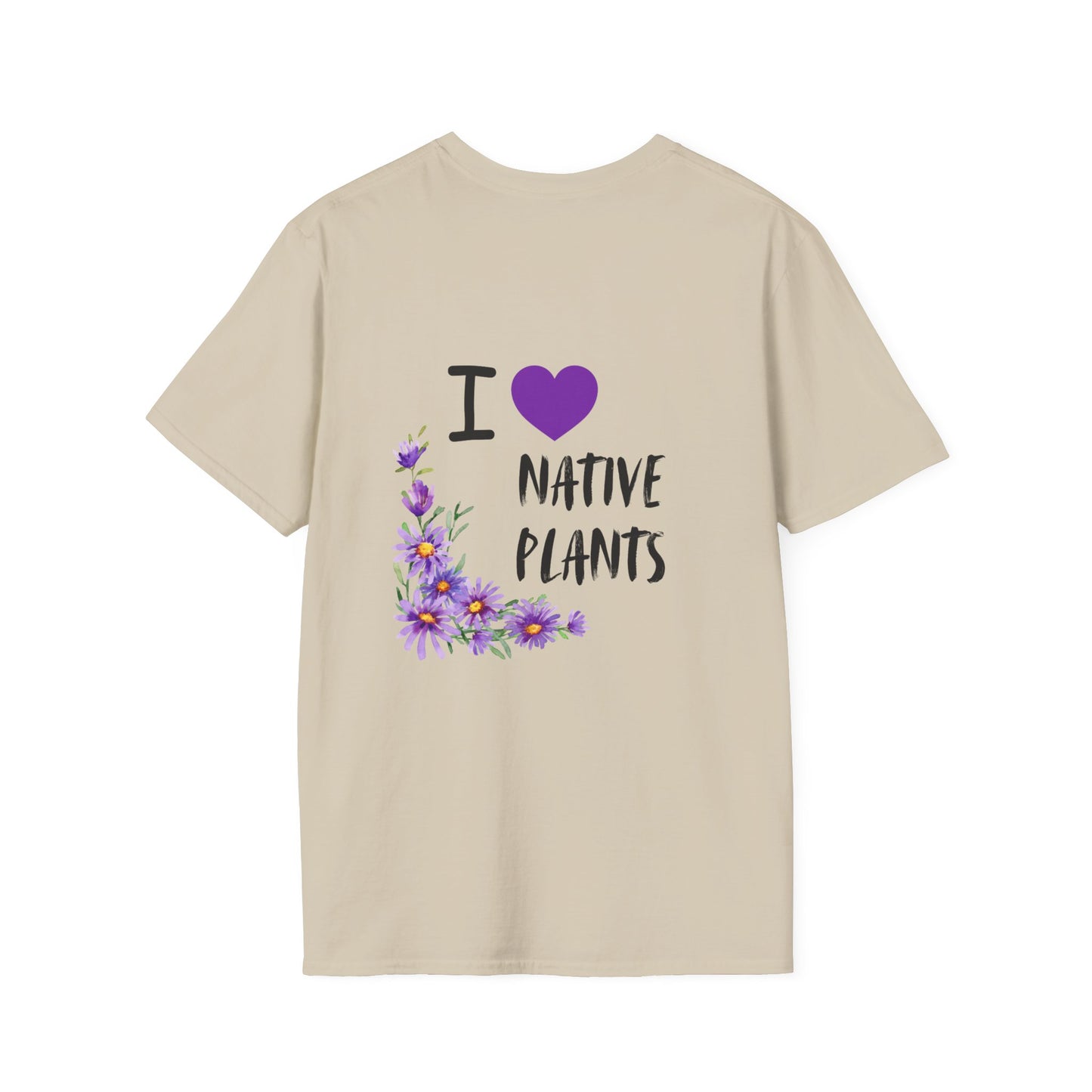 Unisex Softstyle T-Shirt I Love Native Plants, Asters (Back)