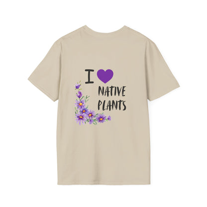 Unisex Softstyle T-Shirt I Love Native Plants, Asters (Back)