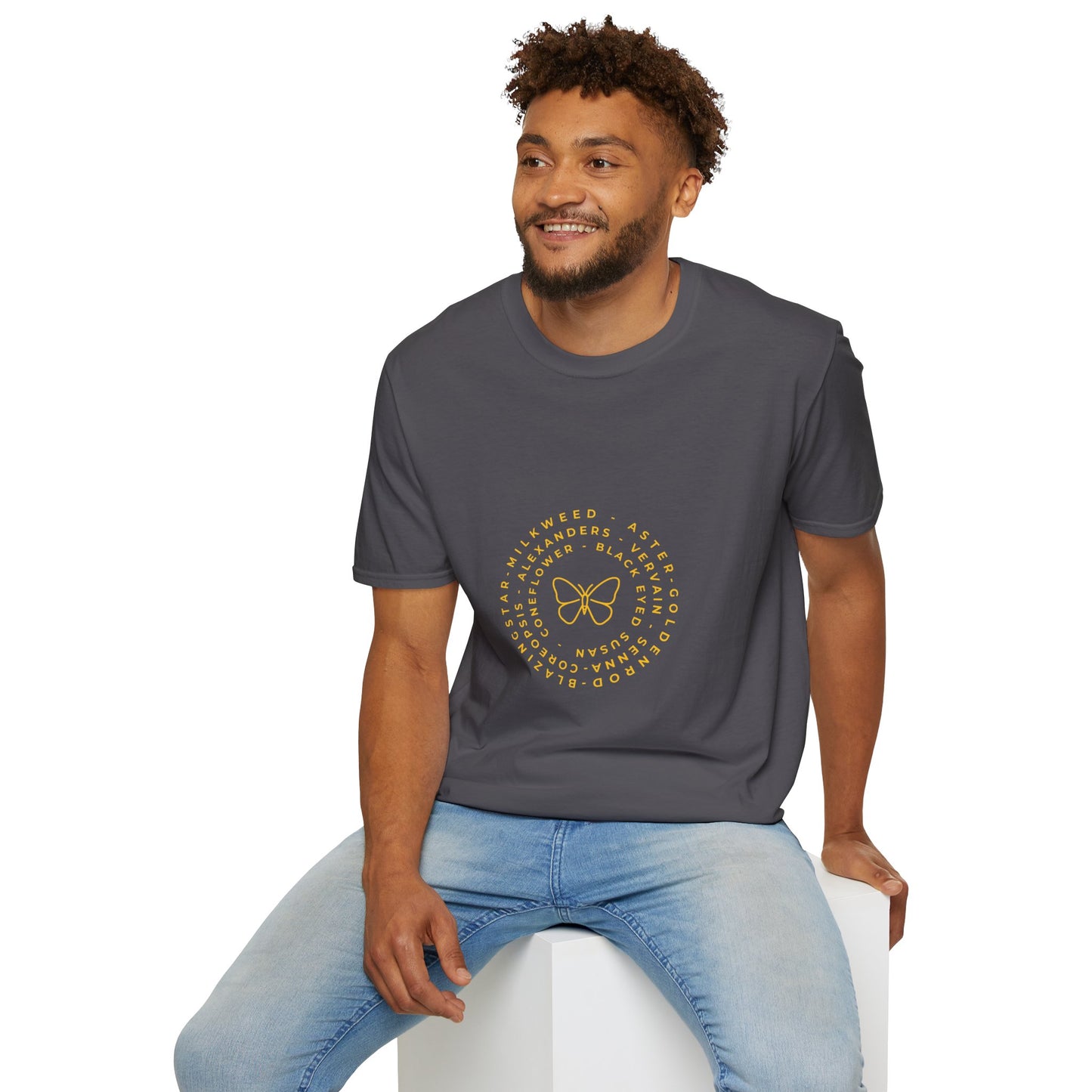 T-Shirt Unisex Softstyle, Native Plants & Butterflies w/EMNP logo