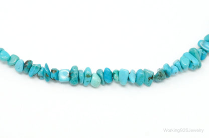 Vintage Native American Shop QT Turquoise Sterling Silver Bead Necklace