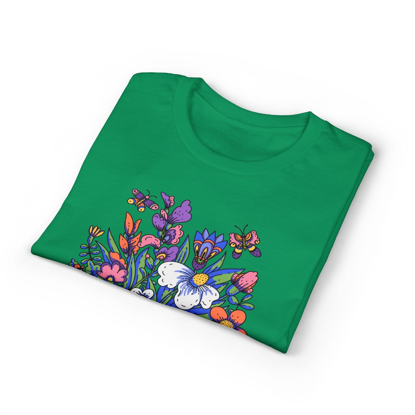 Dry Blend Moisture Wicking Tee Summer Garden w/EMNP Logo on back