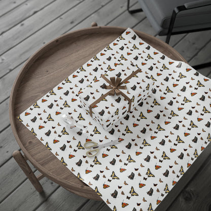 Wrapping Paper, Native Butterflies - White