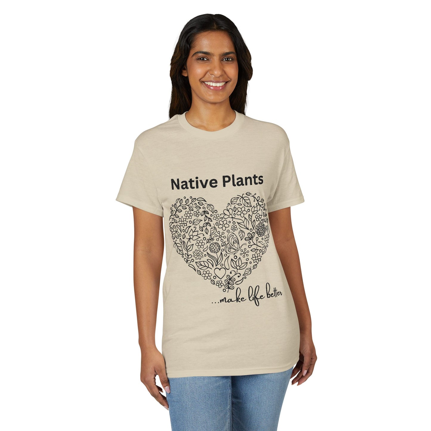Dry Blend Moisture Wicking Tee Native Plants Make Life Better w/EMNP Logo on back