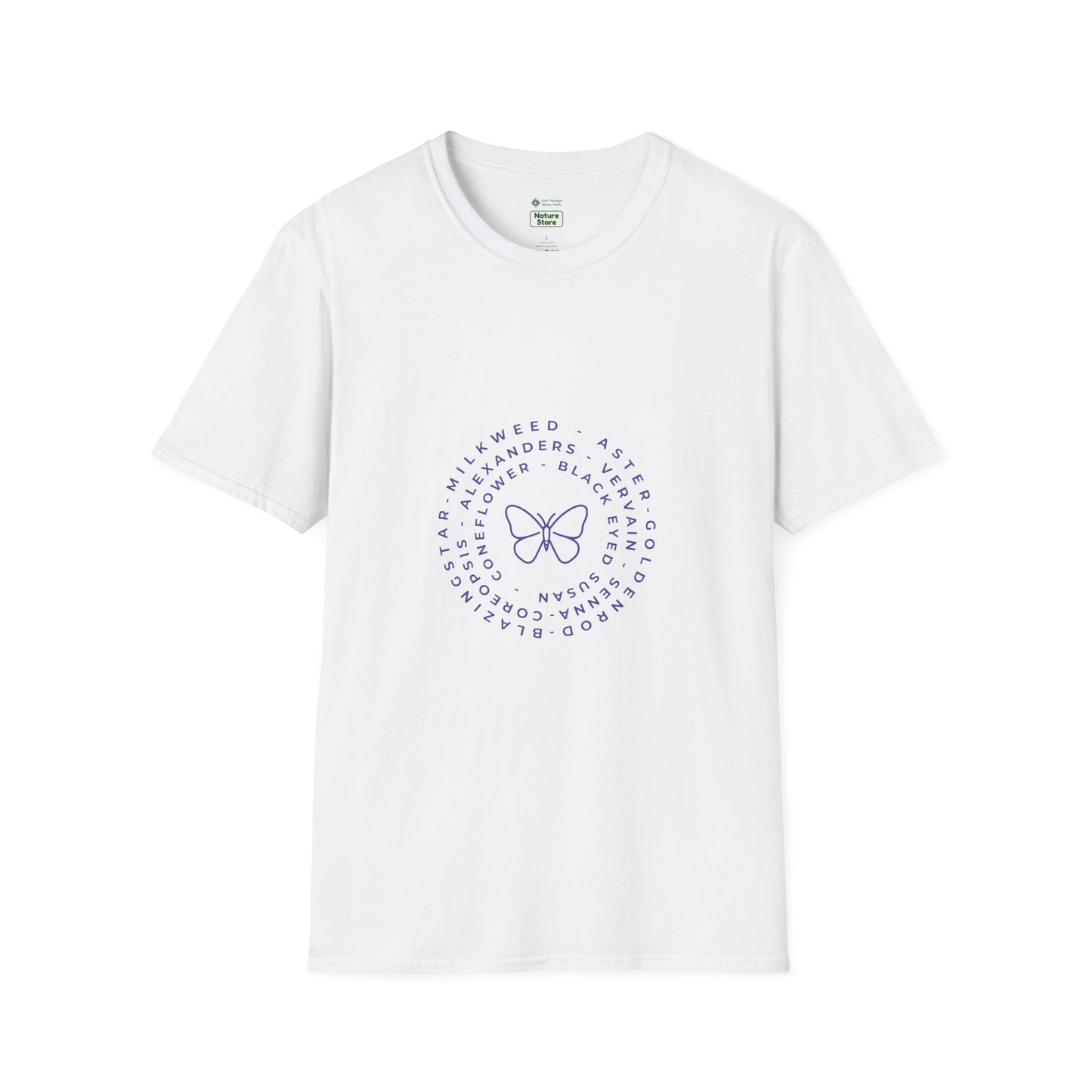 T-Shirt Unisex Softstyle, Native Plants & Butterflies w/EMNP logo