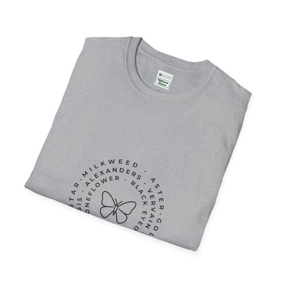 T-Shirt Unisex Softstyle, Native Plants & Butterflies w/EMNP logo