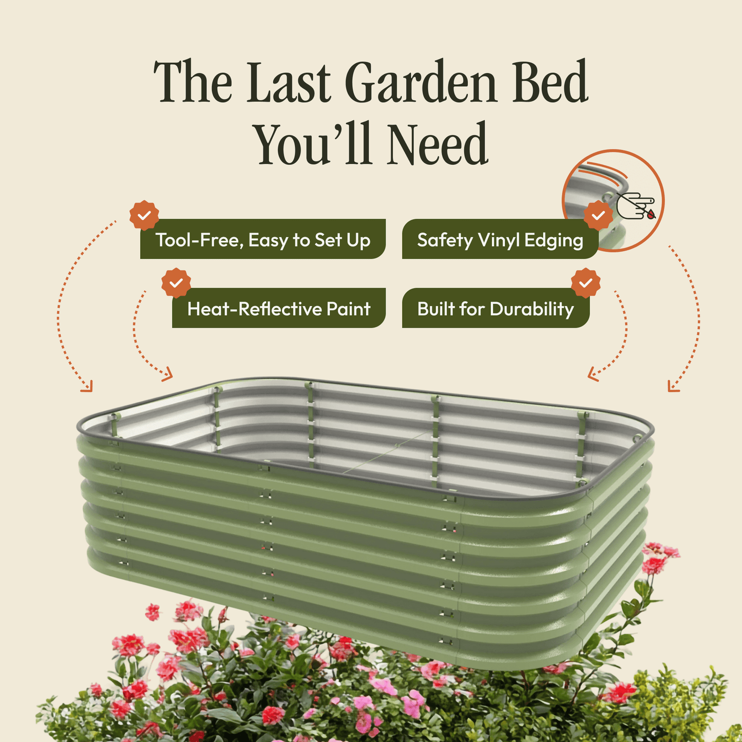 17" Tall 6 In 1 "No Tools Needed" Metal Raised Garden Bed Kit