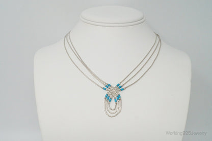 Vintage Native American Unsigned Turquoise Sterling Silver Bead Necklace