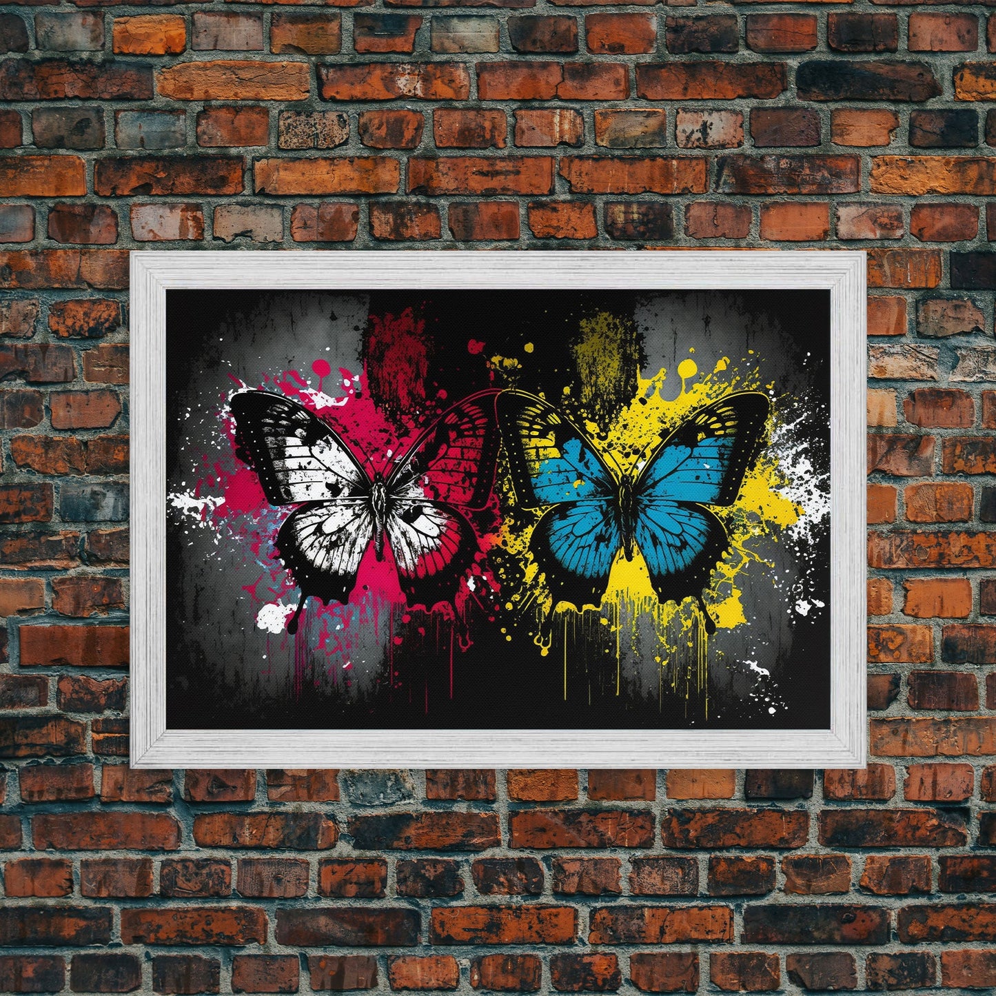 Graffiti Butterfly Punk Art, Street Art, Framed Canvas Print, Huge Wall Art, Contemporary Alternative Art