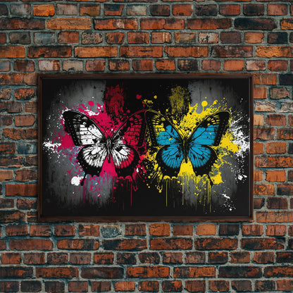 Graffiti Butterfly Punk Art, Street Art, Framed Canvas Print, Huge Wall Art, Contemporary Alternative Art