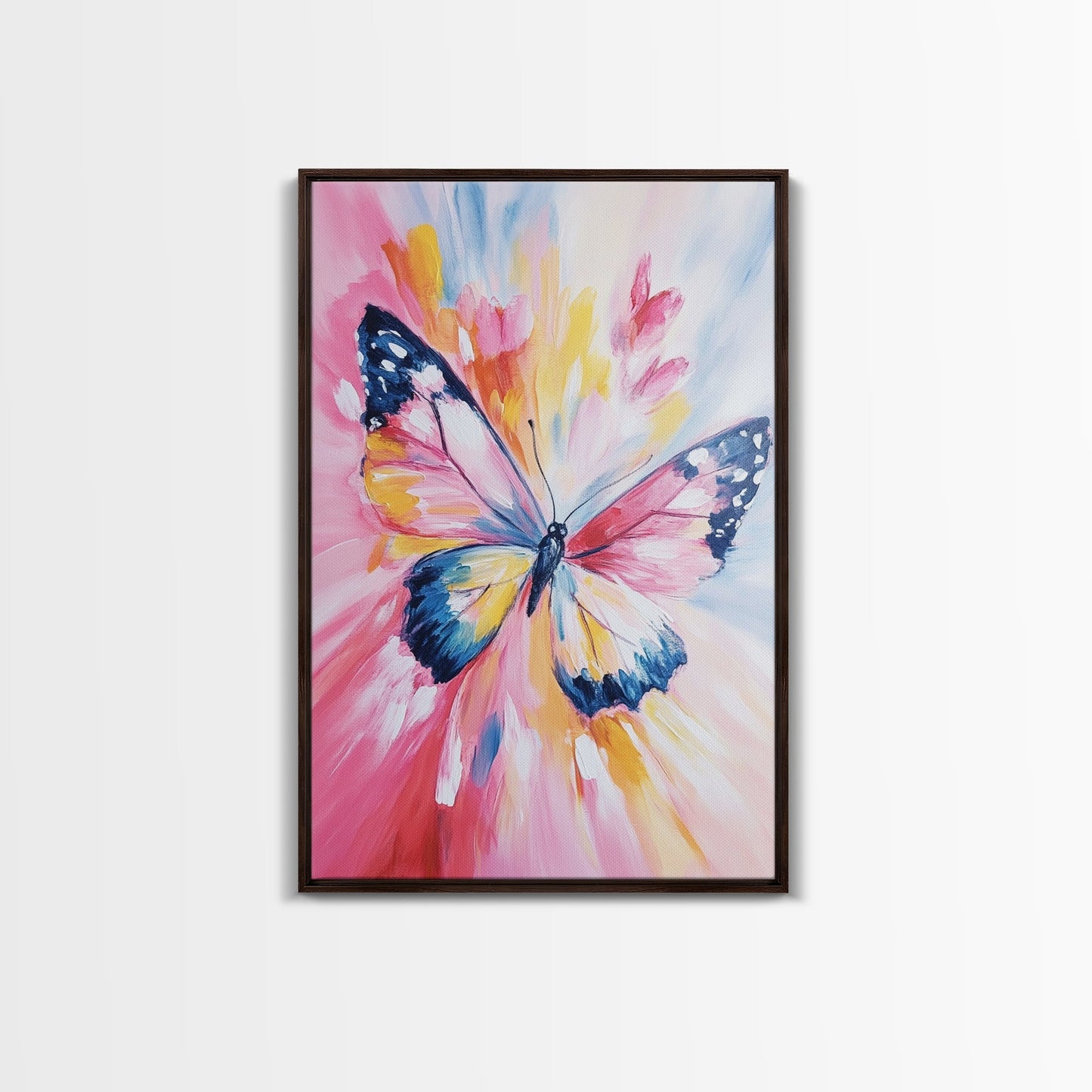 Pink Butterfly Oil Painting Print, Rustic Farmhouse, Boho Home Decor, Preppy Wall Art Dorm Room Wall Art Nursery Wall Art Home Decor