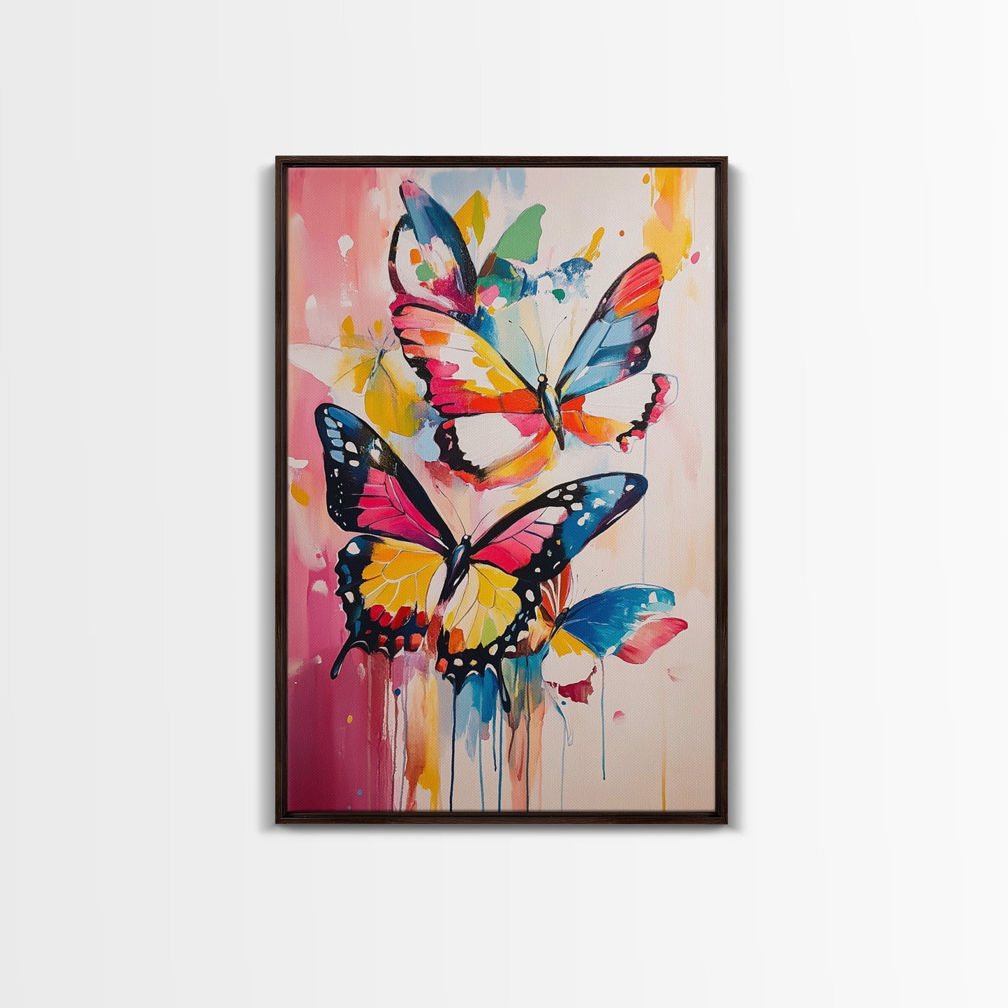 Preppy Butterflies Canvas Print, Dorm Room Decor, Oil Painting of Butterflies, Butterfly Wall Art, Butterfly Painting