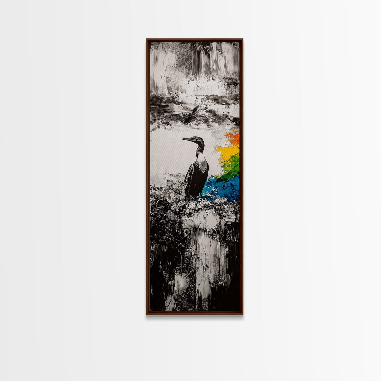 Majestic Bird, Black and White Art, Coastal Wildlife, Framed Canvas Print, Modern Decor, Ocean Inspired, Living Room Artwork