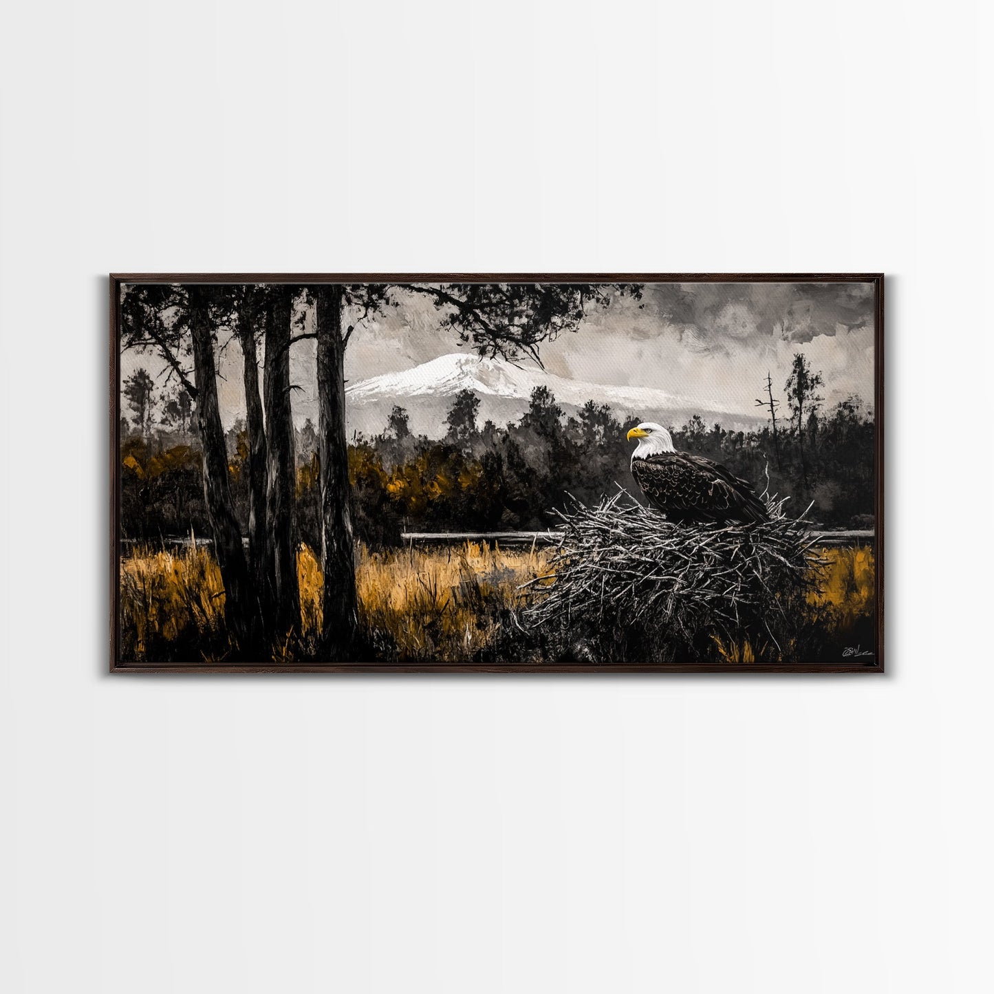 Majestic Bald Eagle, Wildlife Forest Art, American Patriot Decor, Nature Lover Wall Art, Cabin Artwork, Western Lodge Style, Canvas Print