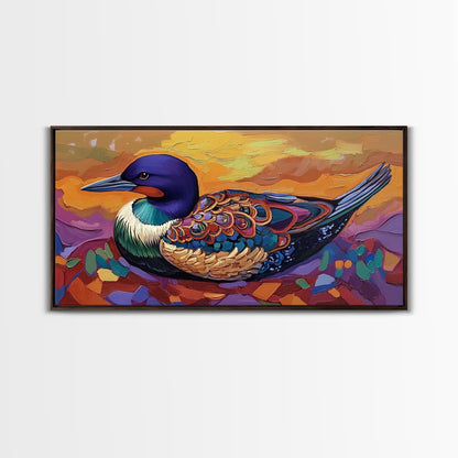 Vibrant Bird, Nature, Painting, Framed Canvas Print wildlife lover gift, boho bird wall art, hallway decor, tropical kitchen wall art