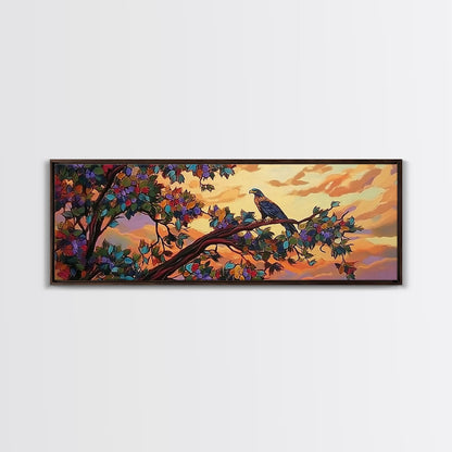 Majestic Eagle, Colorful Tree, Sunset Sky, Bold Nature, Canvas Print, wildlife wall art, nature lover gift, living room decor
