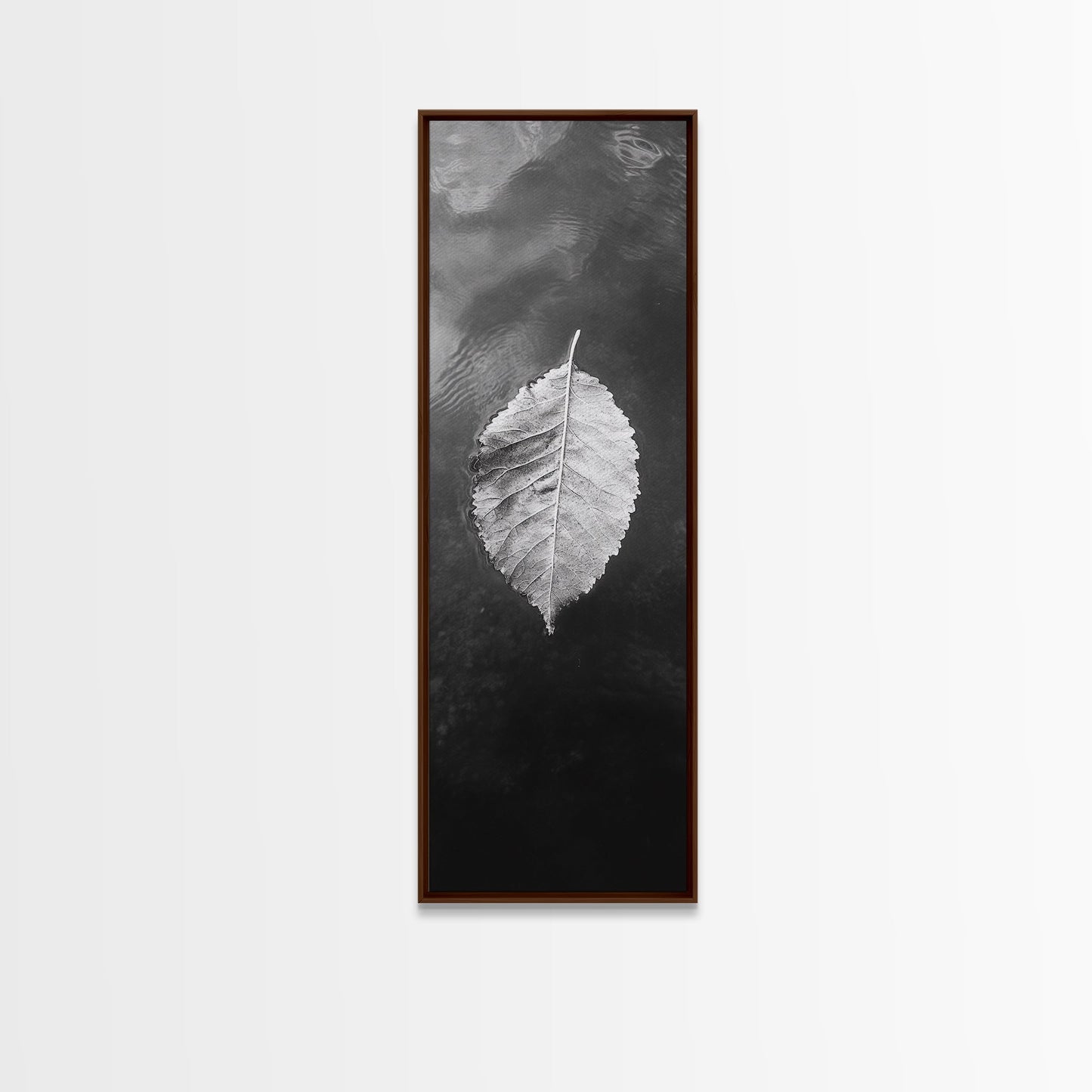 Floating Leaf, Autumn Stillness, Water Reflection, Framed Canvas Print, Fall inspired decor, Bathroom minimalist art, Botanical nature gift