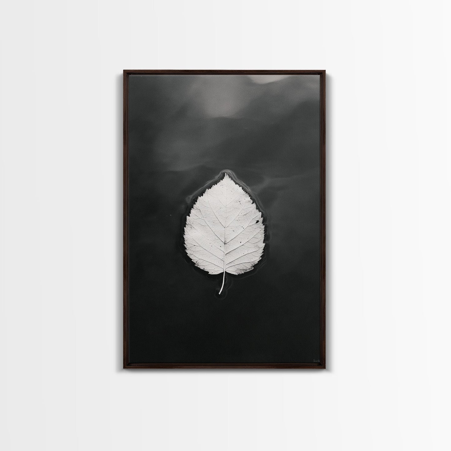 Floating Leaf, Still Water, Nature Simplicity, Autumn Calm, Canvas Print, Minimalist Wall Art, Bathroom Decor, Scandinavian Fall Style