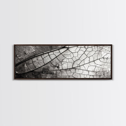 Macro Insect Wing, Abstract Nature Texture, Modern Neutral Wall Decor, Framed Canvas Print, Office Art, Monochrome Macro Photography