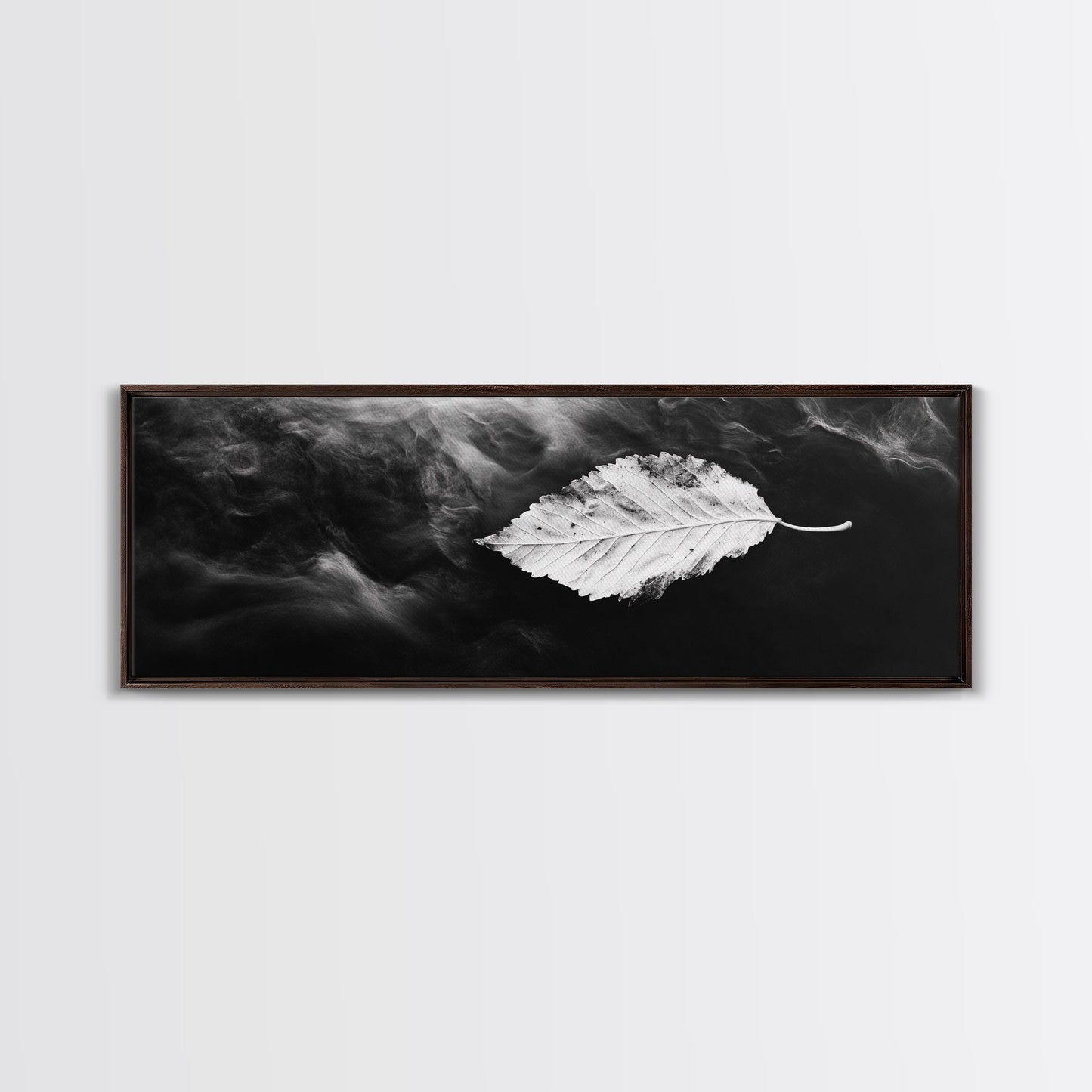 Misty Leaf, Black Art, Nature Print, Autumn Wall Decor, Framed Canvas Print, Minimalist Wall Art, Bedroom Wall Decor, Fall Botanical Art