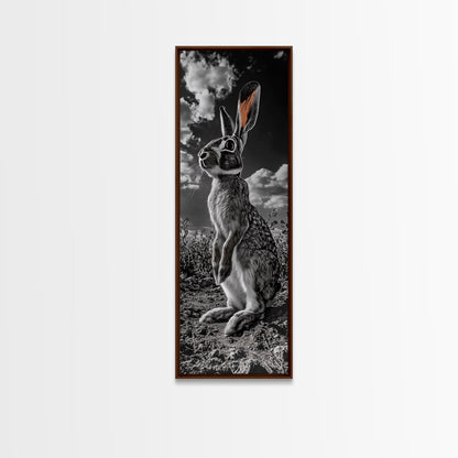 Wild Rabbit, Sunset Ears, Desert Animal, Wildlife Close-Up, Framed Canvas Print, Boho Animal Decor, Living Room Accent, Nature Wall Art