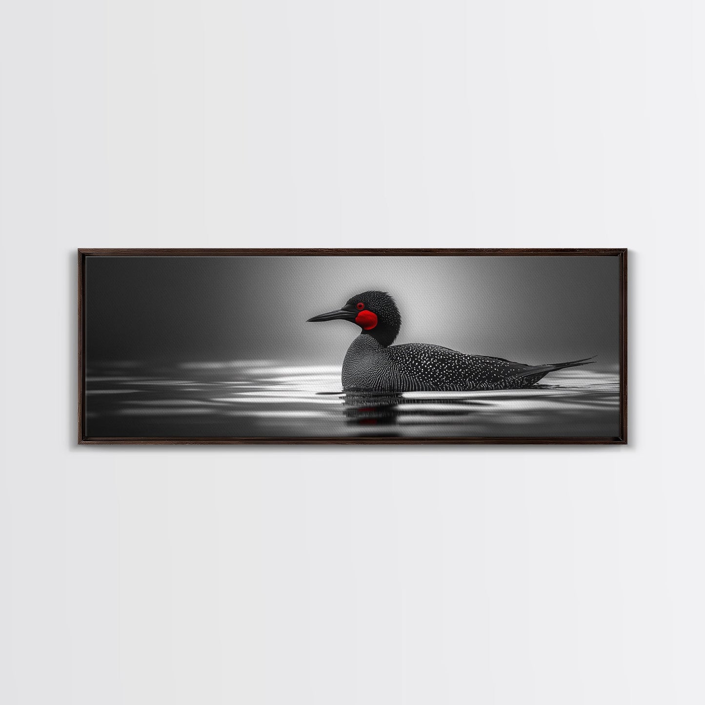 Red-Eyed Loon, Waterbird, Monochrome Beauty, Wildlife Portrait, Framed Canvas Print, Cabin Wall Art, Bird Lover Gift, Nature Photography