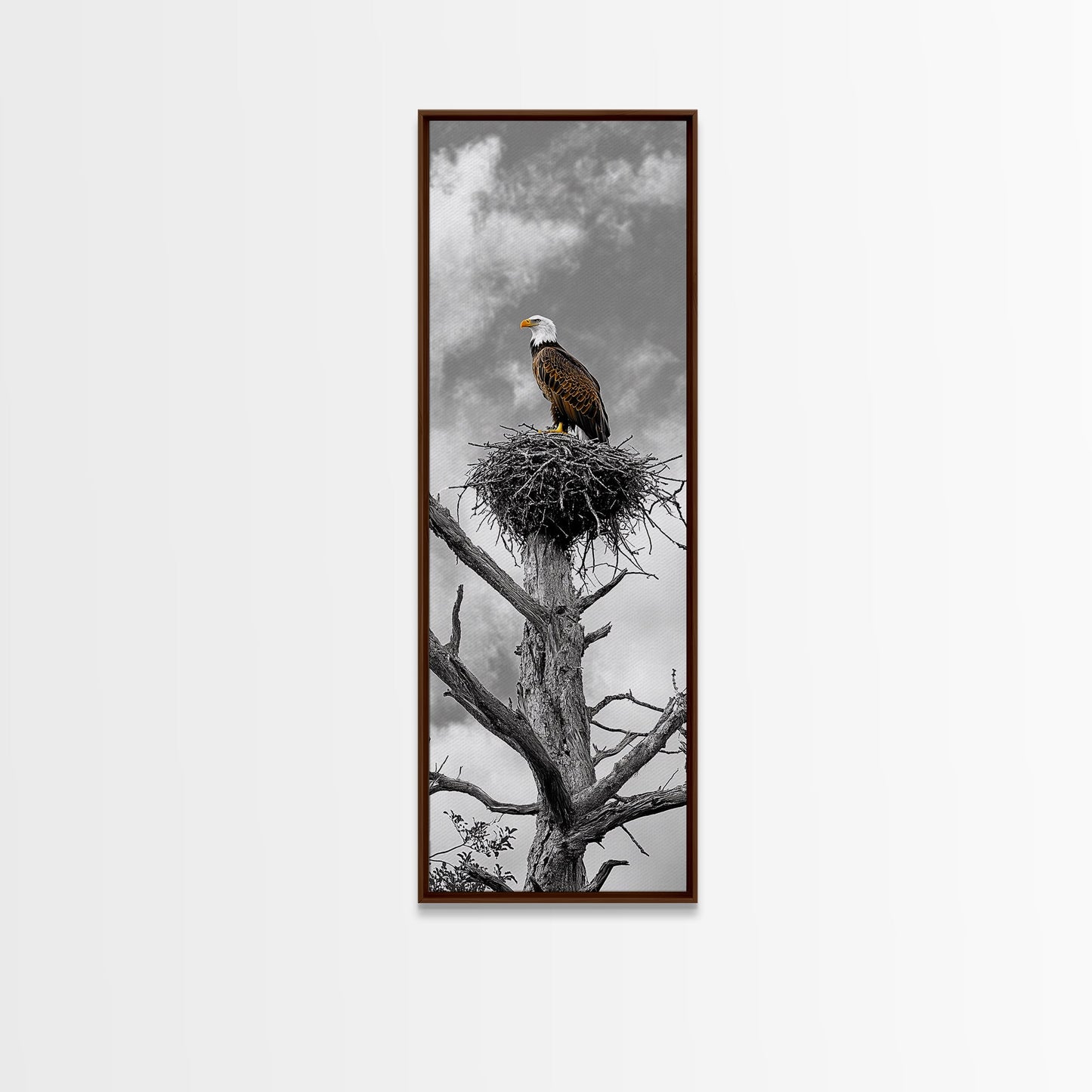 Majestic Eagle Wall Art Framed Canvas Print | Rustic Decor | Wildlife Nature Painting | Above Couch Art | Moody Art | Gift Idea