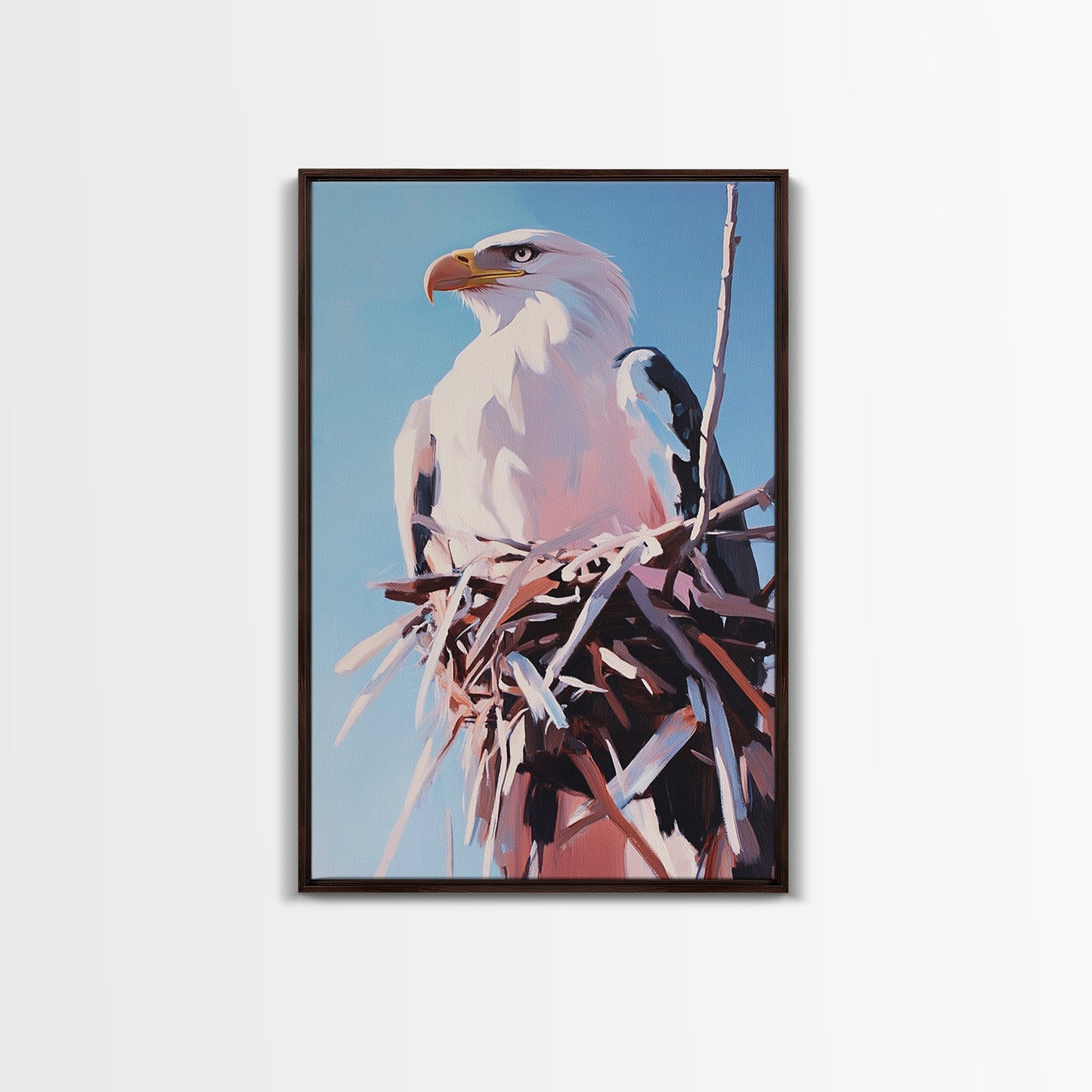 Bald Eagle Nest, bird art, wildlife painting, nature decor, rustic art, farmhouse art, gift idea for him, canvas print