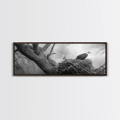 Bald Eagle Nest, Wildlife Art, Nature Photography, Moody Art, Rustic Decor, Horizontal Wall Art, Framed Canvas Print, Bedroom Art