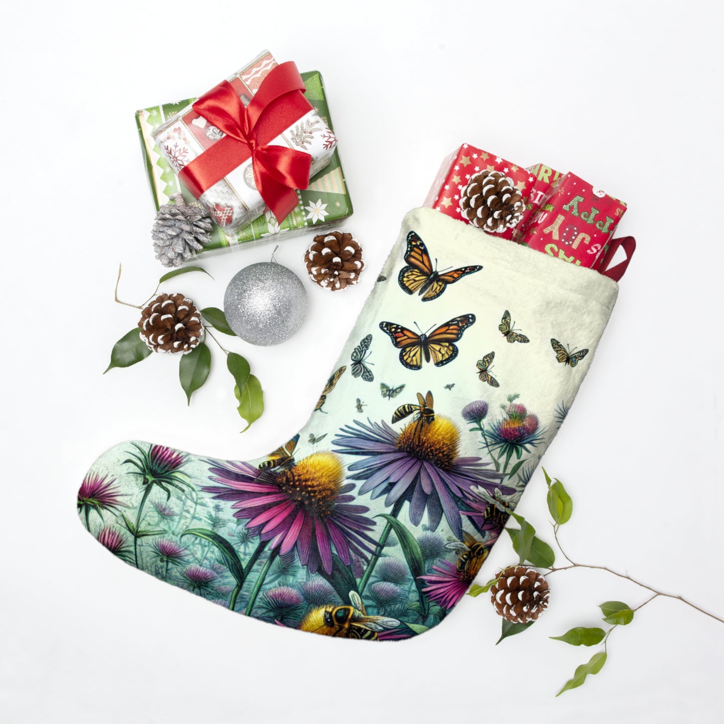 Christmas Stockings, Asters & Monarch