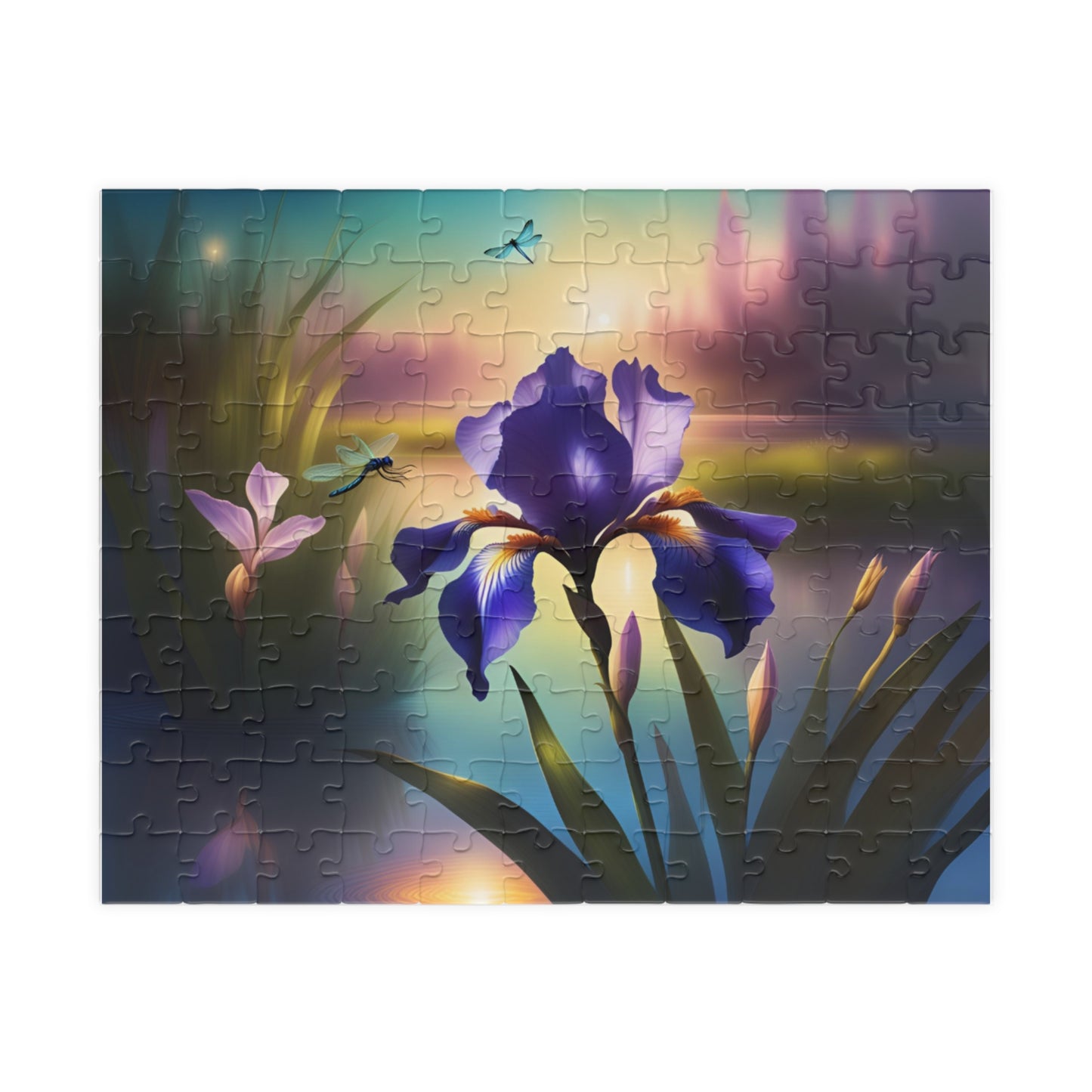 Puzzle, Blue Flag Iris & Dragonflies (110, 252, 520, 1014-piece)