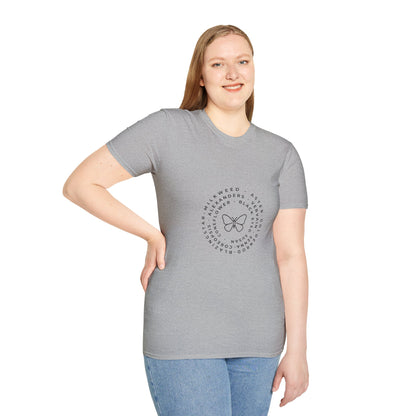 T-Shirt Unisex Softstyle, Native Plants & Butterflies w/EMNP logo