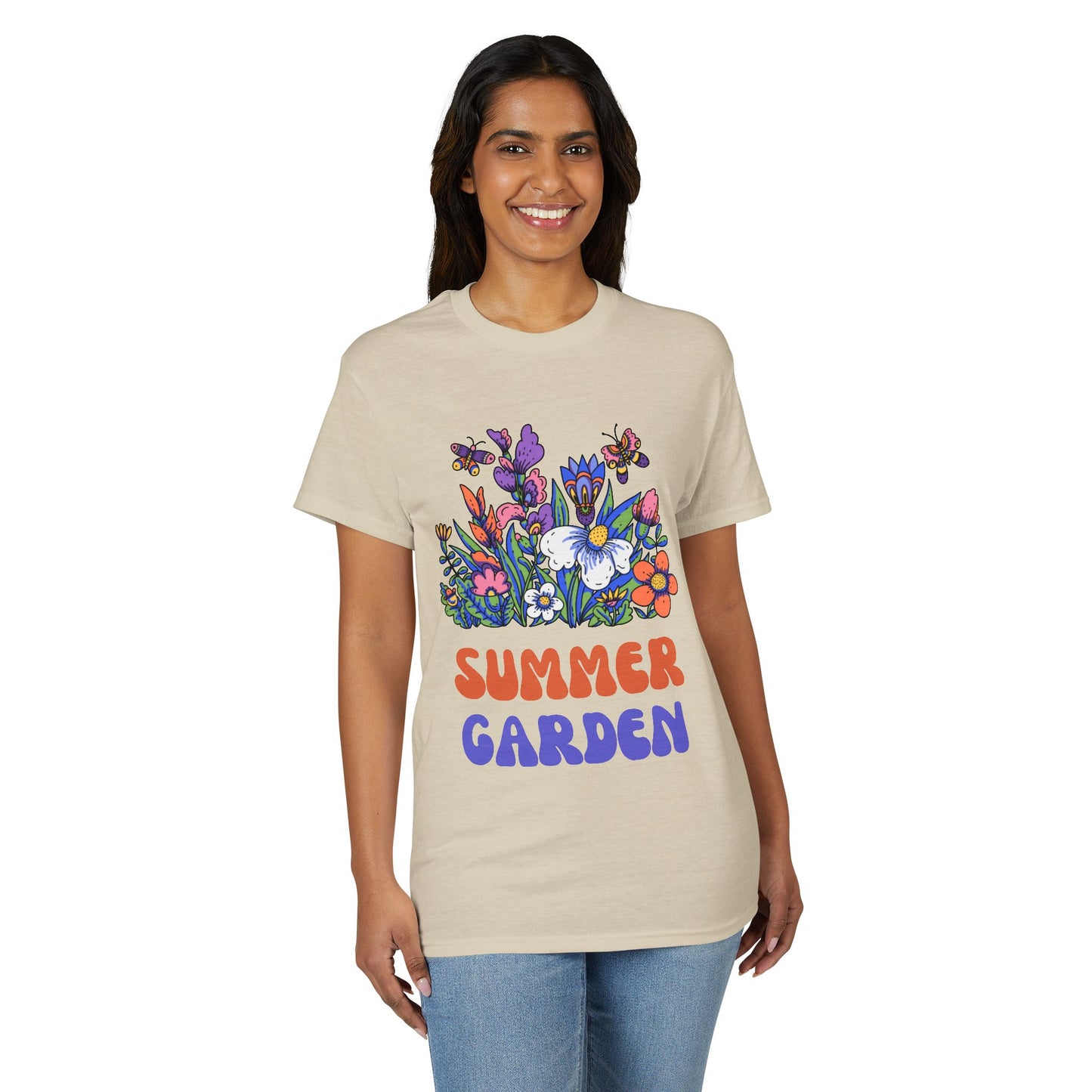 Dry Blend Moisture Wicking Tee Summer Garden w/EMNP Logo on back
