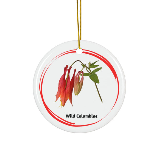 Ceramic Ornament, Wild Columbine, Double-Sided (1pc, 3pcs, 5pcs, 10pcs)