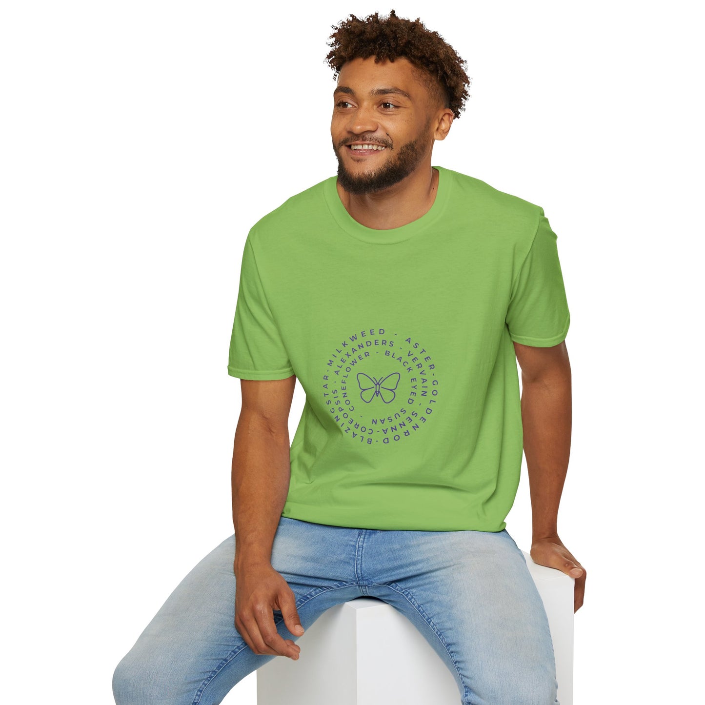 T-Shirt Unisex Softstyle, Native Plants & Butterflies w/EMNP logo