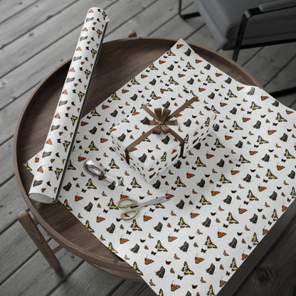 Wrapping Paper, Native Butterflies - White