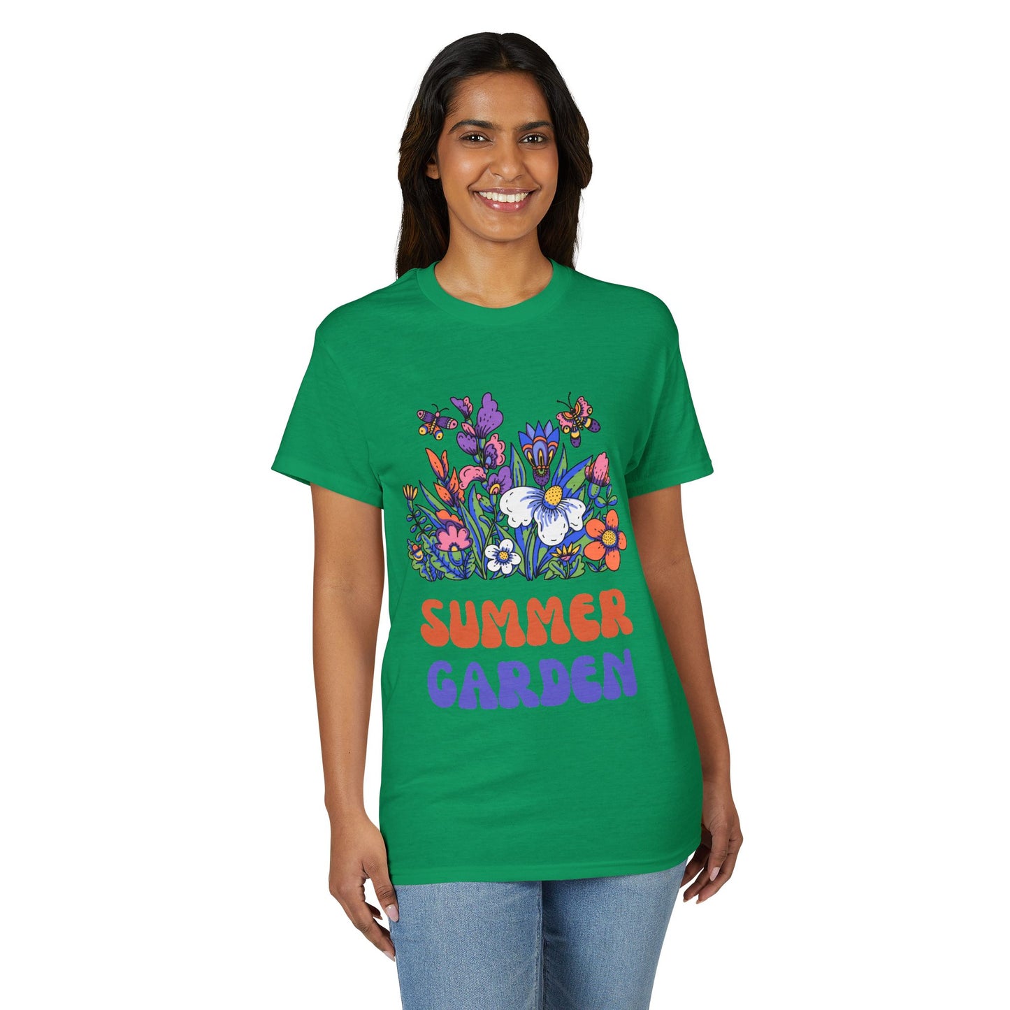 Dry Blend Moisture Wicking Tee Summer Garden w/EMNP Logo on back