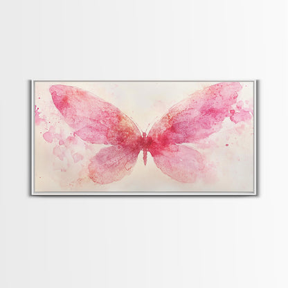 Pink Butterfly Canvas Print Whimsical Art Light Pink Wall Art Angel Art Prints Above Bed Wall Art Bedroom Decor Gift Idea