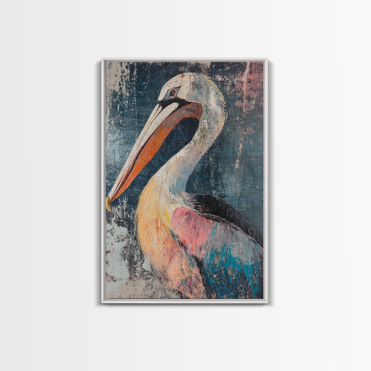 Pelican Portrait, bird art, coastal decor, nautical wall art, beach house painting, wildlife painting, rustic art, canvas print