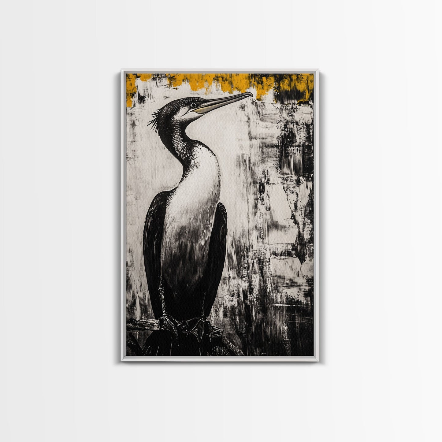 Bird Portrait Art, Nature Print, Wildlife Illustration, Black and White Art, Modern Rustic Decor, Living Room Art, Framed Canvas Print