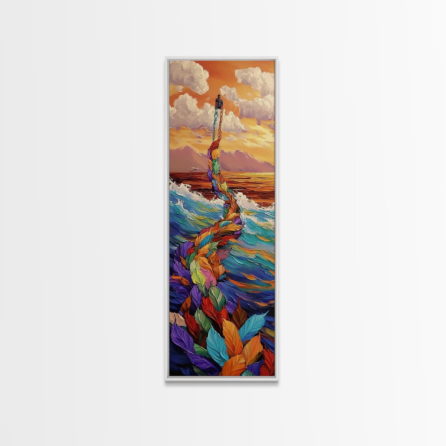 Lantern Ocean, Dreamscape Path – Canvas Print surreal ocean dream painting, fantasy art, whimsical coastal decor, imaginative bedroom wall art