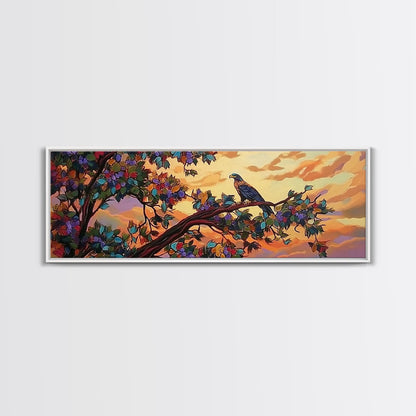 Majestic Eagle, Colorful Tree, Sunset Sky, Bold Nature, Canvas Print, wildlife wall art, nature lover gift, living room decor