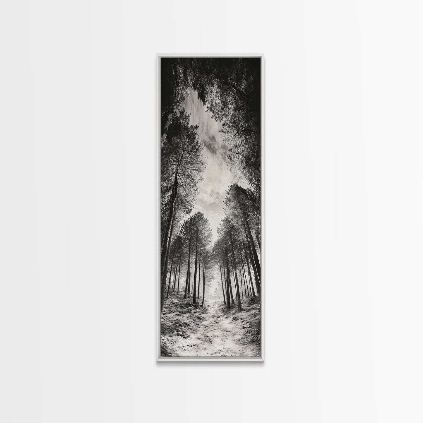 Pine Forest, Nature Path, Tree Canopy, Tranquil Woods, Canvas Print, Forest Wall Art, Minimalist Nature Decor, Meditation Room Artwork