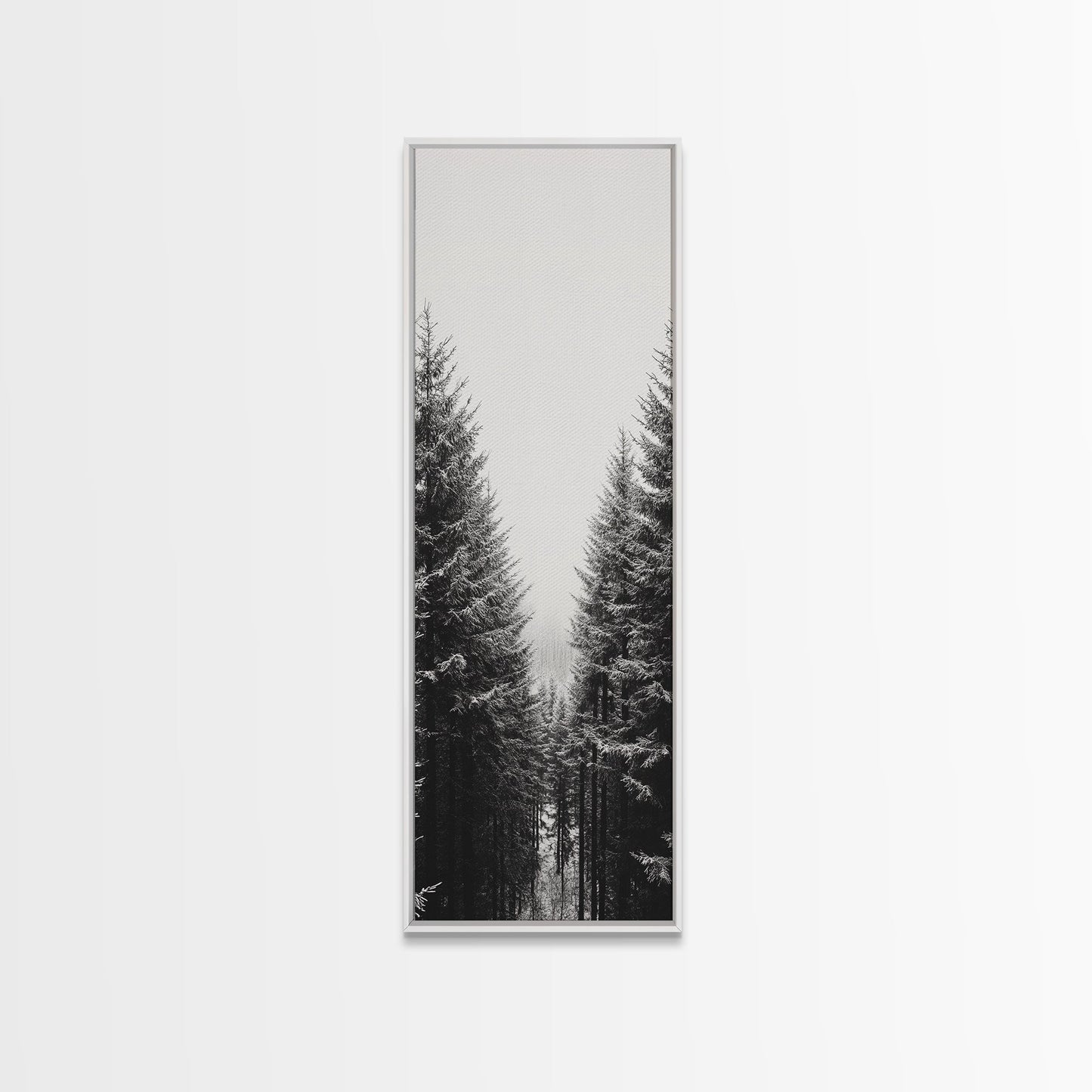 Snowy Forest, Pine Trees, Winter Woods, Minimal Art, Nordic Aesthetic, Canvas Print, Christmas Decor, Cozy Living Room Wall Art