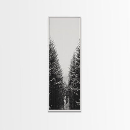 Snowy Forest, Pine Trees, Winter Woods, Minimal Art, Nordic Aesthetic, Canvas Print, Christmas Decor, Cozy Living Room Wall Art